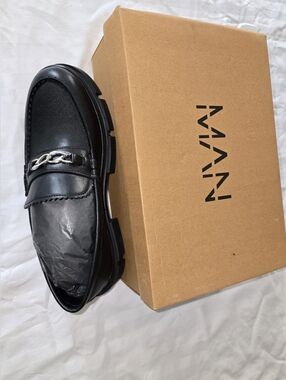 Men’s Black Leather Chain Loafer